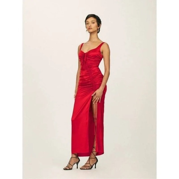 Reformation collection Smithfield red cherry ruffled dress - Picture 1 of 13